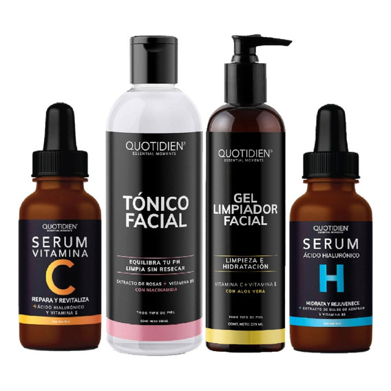 Kit Rutina - 1 Limpiador + 1 Tonico + 1 Serum C + Serum Ah