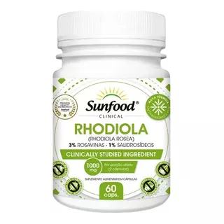 Rhodiola Rosea 1000mg 60 Caps Sunfood Ansiedade Depressão