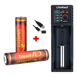 Pack 2 Baterías Trustfire 18650 3400mah + Cargador Liitokala