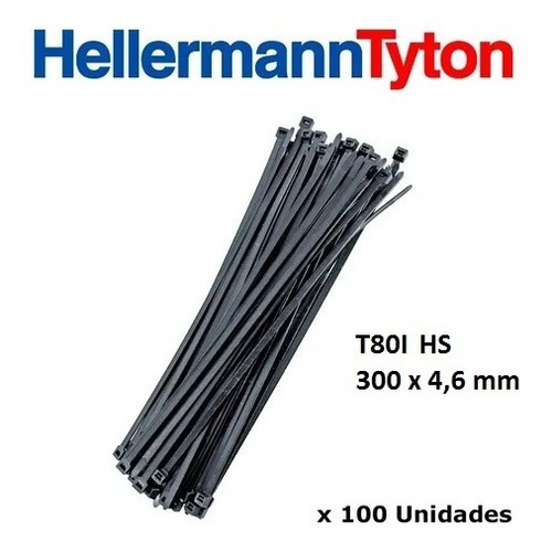 Precintos Plasticos Hellermann Tyton 300x4.6mm 100 Unidades Color Negro