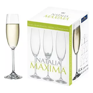 Juego 6 Copas Champagne 230ml Cristal Bohemia Natalia Envios