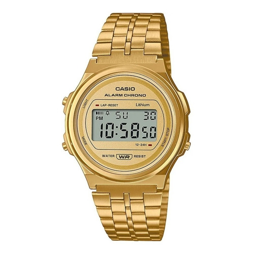 Reloj Casio Hombre Mujer A171weg 9a Ø36.6mm Vintage -impacto Malla Dorado Bisel Dorado Fondo WEG-9A