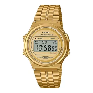 Reloj Casio Hombre Mujer A171weg 9a Ø36.6mm Vintage -impacto Malla Dorado Bisel Dorado Fondo Weg-9a