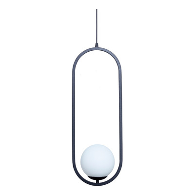 Colgante 1 Luz Marsella Oval Large Negro Globo Opal Apto E27