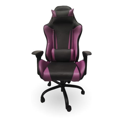 Silla de escritorio MRB DG gamer pro basic ergonómica  negra y violeta con tapizado de cuero sintético