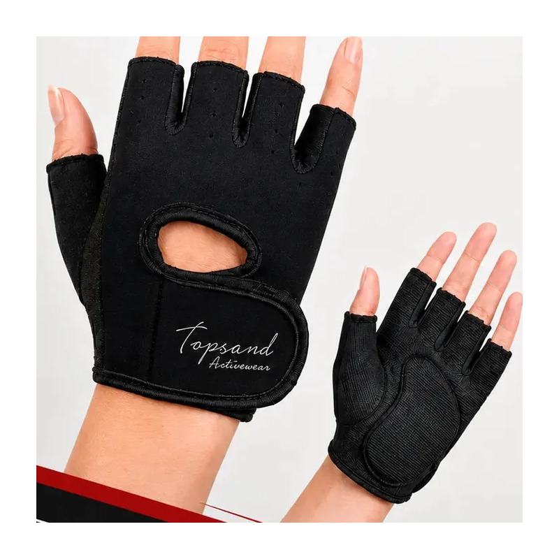 Luva Academia Musculação Treino Crossfit Unissex Ajustável Protetor Palmar Antiderrapante Neoprene Grip Fitness Proteção Contra Calos Palma Preta Tamanho Único Para Treino Topsand Activewear