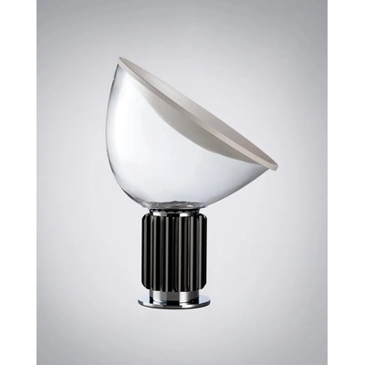 Velador De Mesa Aluminio Negro Y Vidrio Led Negro Transparente
