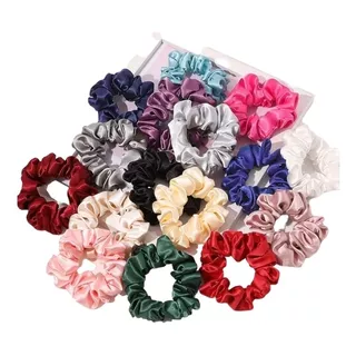 Scrunchies De Satin Kit X3 Bambas Cuidado Del Cabello Moñas 