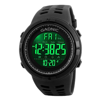 Reloj Deportivo Gadnic Hombre Display Led Sumergible Color De La Malla Negro Color Del Bisel Negro Color Del Fondo Negro