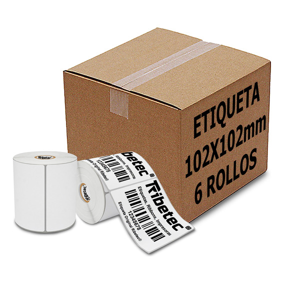 6 Rollos Etiqueta Térmica 4x4 (102x102 Mm) C/u 500 Pzas 