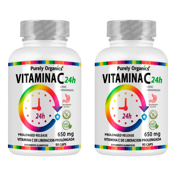 Purely Organics Combo 2 Vitamina C24h De Liberacion Prolongada 90 Capsulas