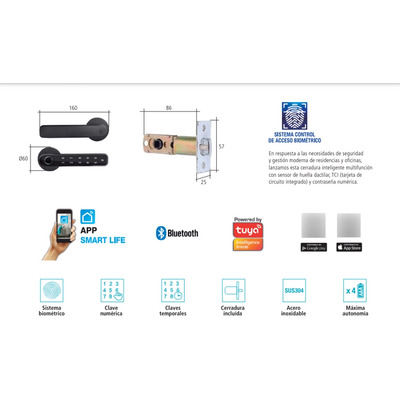 Cerradura Digital Biometrica Smart Bluetooth Cb07-t Tbcin
