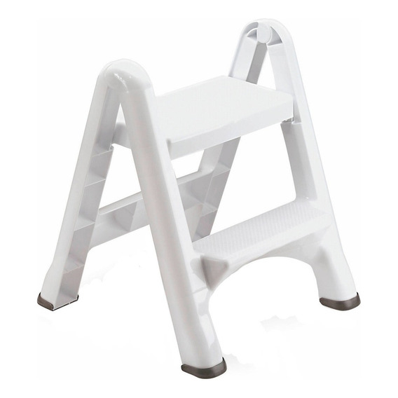 Escalera 2 Pasos Plastica Plegable Rubbermaid Blanca Color Blanco