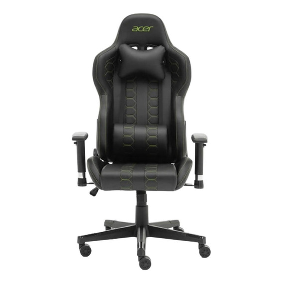 Silla Gamer Acer Shark Cuero Ecologico Soporta Hasta 120kg Color Negro Verde