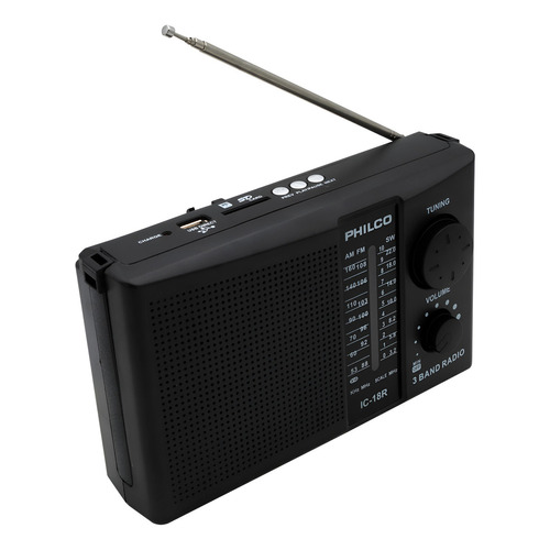 Radio Multibandas Philco Am/fm Icf-18r Recargable Color Negro