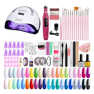 Kit 60 Completo Inicial Cabina 120w Torno Uñas Deco Nailart