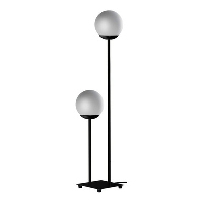 Lampara De Pie 2 Luces Globo Opal Apto Led Negro Luz Desing