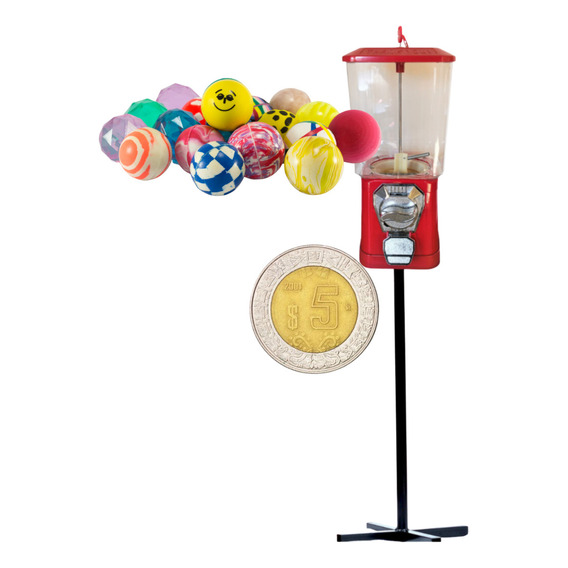 Maquina Chiclera Vending Pelotas 5 Pesos Con Base