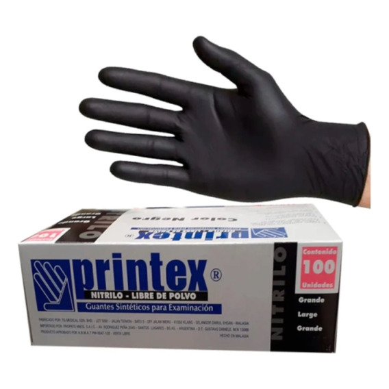 Guantes De Nitrilo Negros Caja X 100 Unidades