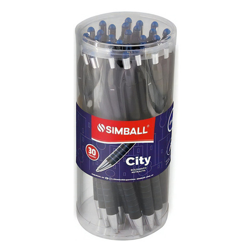 Bolígrafo Simball City 1mm Retráctil X30 Unidades Color De La Tinta Azul Color Del Exterior Negro