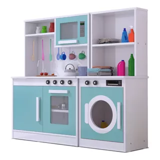Cozinha Infantil + Máquina De Lavar Brinquedo Em Mdf Menta