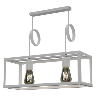 Colgante Cajón Recto Cubo 2 Luces Blanco Linea Luz Desing