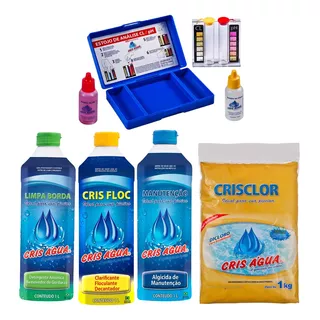 Kit Produtos Para Limpeza E Tratamento De Piscinas Cris Água