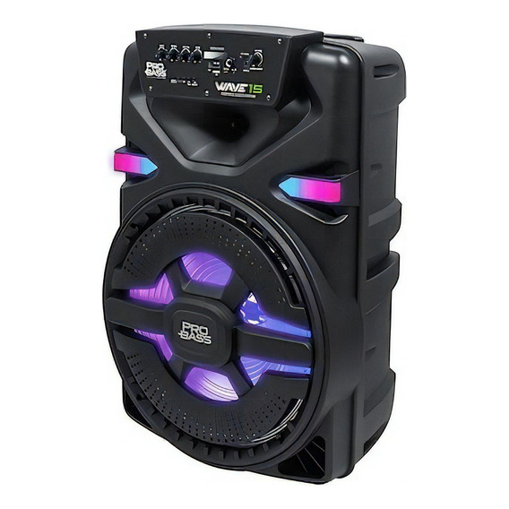 Parlante Portatil Pro Bass Wave 15 Bluetooth Microfono 700w Color Negro