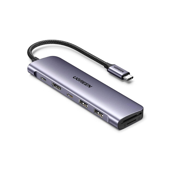 Hub adaptador Ugreen 7 en 1 para USB C + suministro de energía de 100 W