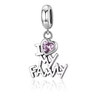 Charm Dije I Love My Family Familia Tipo Fabricado Plata 925