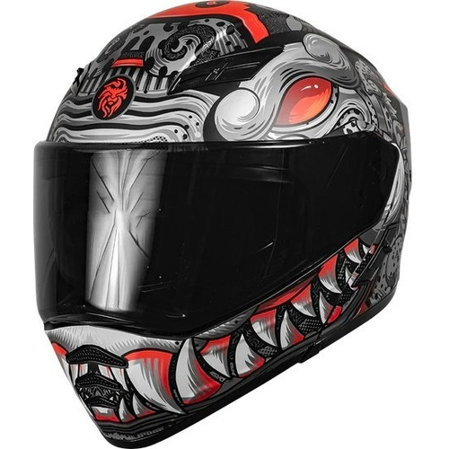 Casco Para Moto Kov Estelar Balam Rojo/ Gris Con Led Color Rojo Tamaño del casco M (57-58 cm)