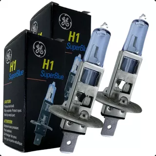 Par Lampada Farol H1 12v 55w Halogena Ge Superblue 