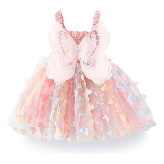 Vestido De Malla Con Decoración Mariposa Para Bebé 3-18 M