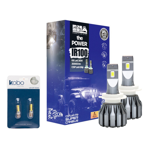 Kit Turbo Led Ir100 Dakar H1 H4 H7 H11 9005 30.000lm + T10