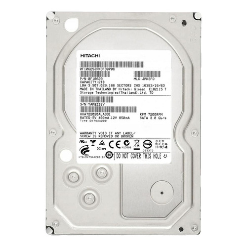 Disco duro interno Hitachi Ultrastar HUA722020ALA331 2TB plata