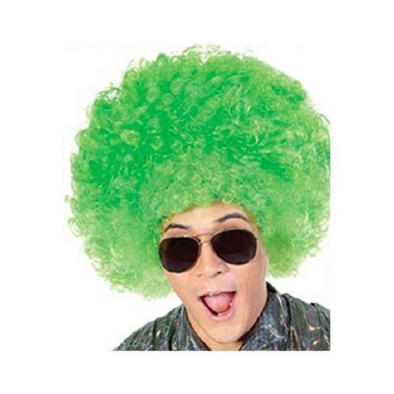 Peluca Super Afro Cotillon Carioca Cumple Boda 15 Hippie Color Verde