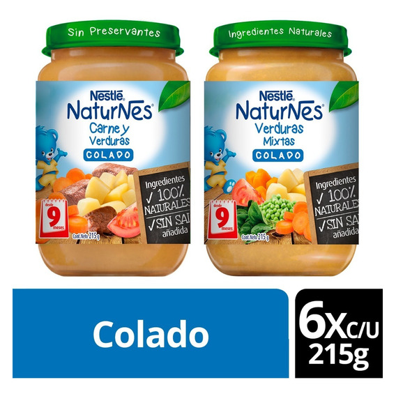 Colado Nestlé® Naturnes® Carne Y Verduras Frasco 215g X12