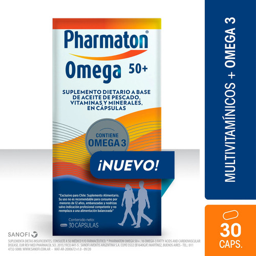 Pharmaton 50 + Omega Suplemento Dietario X 30 Capsulas
