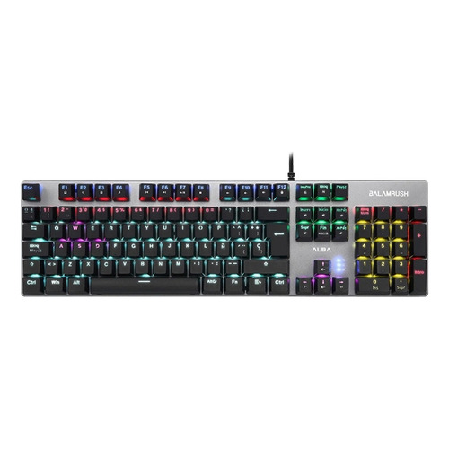 Teclado Mecánico Gamer Balam Rush Alba Luz Rgb Switch Azul Color del teclado Plateado Idioma Español España