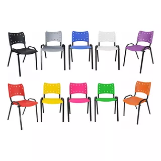 Kit 10 Cadeiras Empilhavel  Escolas E Igrejas Iso Coloridas