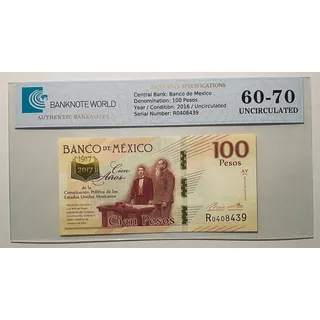 100 Pesos Constitucion Familia F Conmemorativos Certificado 