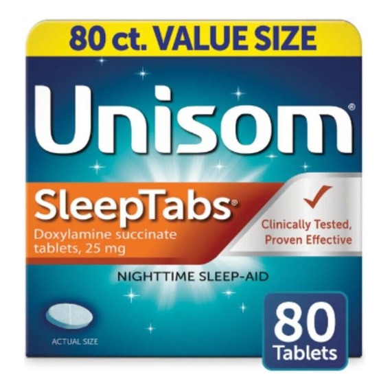 Unisom Sleeptabs, Nocturno, Auxiliar De Sueno, 80 Tabletas