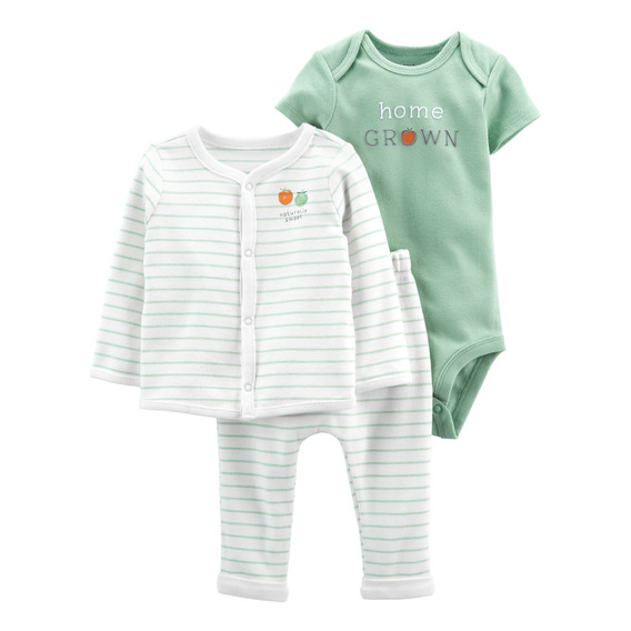 Set 3 Piezas Pantalón, Bata Y Body De Algodón Carters 1l78