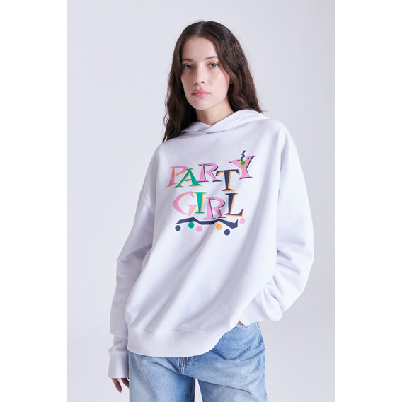 Hoodie Party Girl Cher Mix Off White Mujer De Algodón