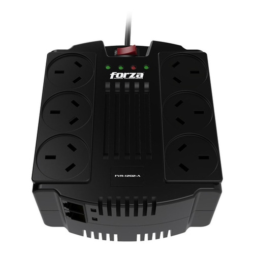 Estabilizador de tensión Forza FVR 1200VA Series FVR-1202A 1200VA entrada y salida de 220V CA negro