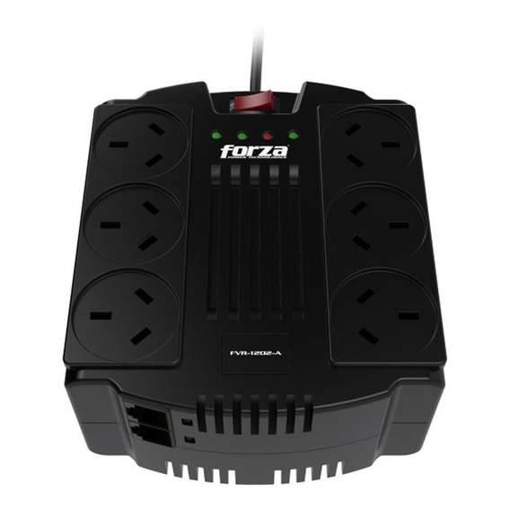 Estabilizador de tensión Forza FVR 1200VA Series FVR-1202A 1200VA entrada y salida de 220V CA negro