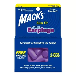 Protetor Auricular Espuma Macks Slim Fit 29db 10 Par + Case Cor Violeta-escuro