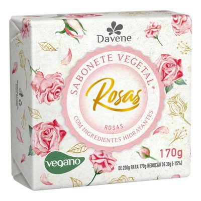 24un Sabonete Vegetal Rosas 170g Davene