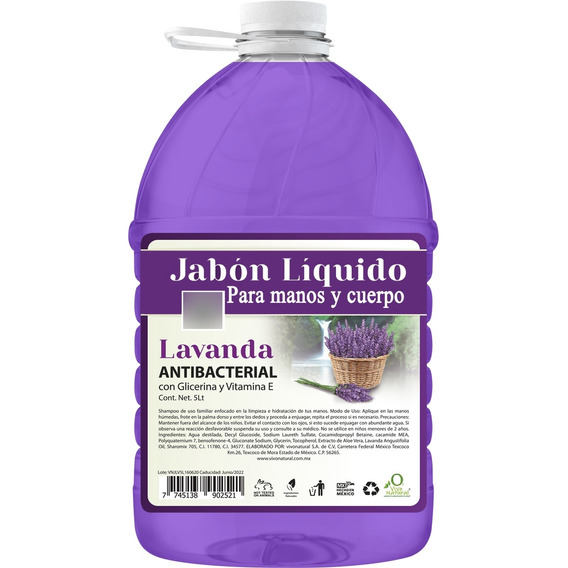 Jabón Líquido Para Manos Lavanda 5 Litros Vivonatural