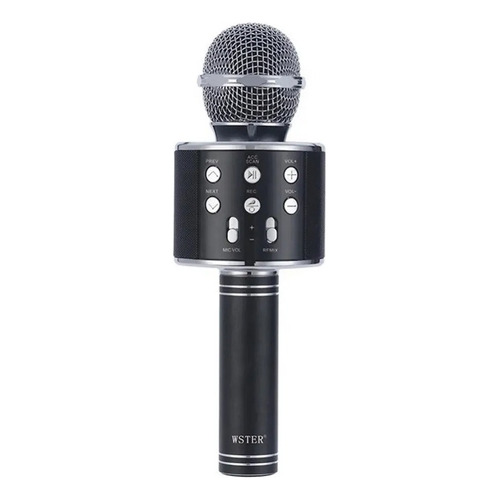 Microfono Karaoke Bluetooth Parlante Usb Recargable Fiestas Color Negro